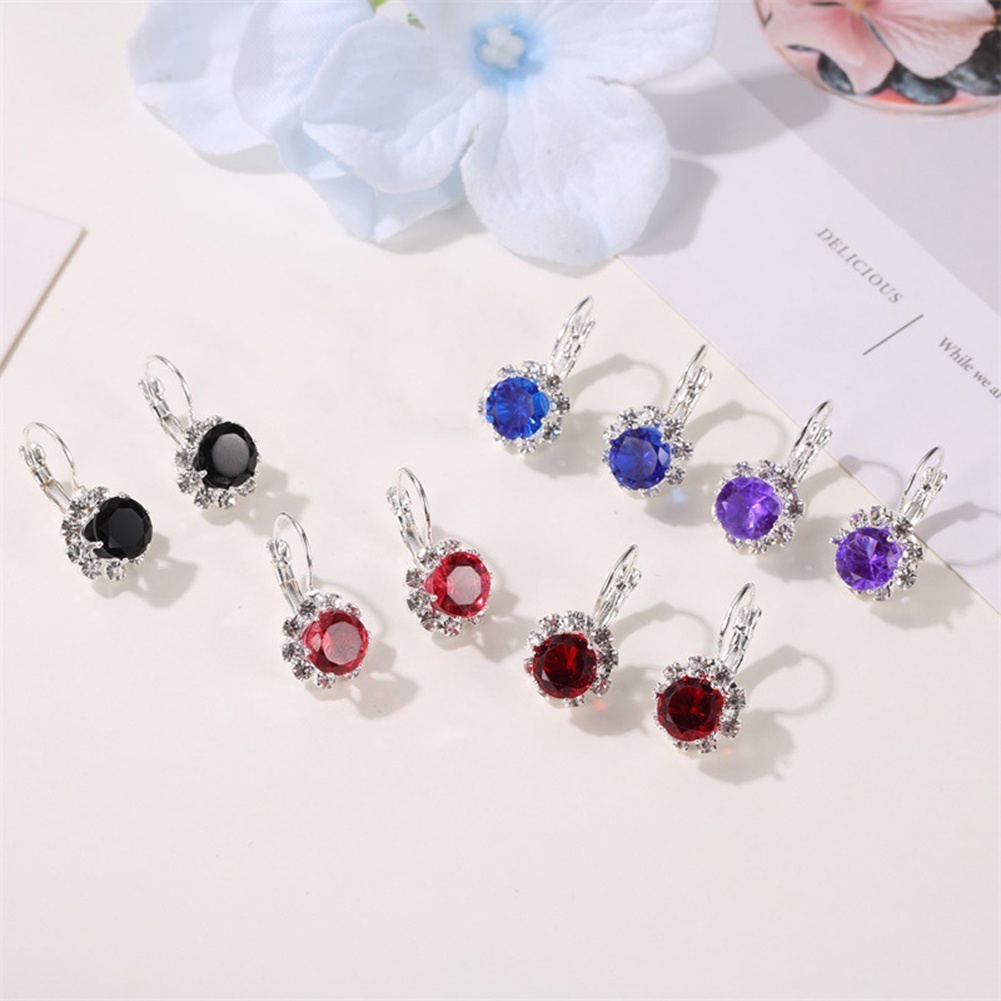 Hu Hu Hu Hu Hu Alat Bantu Pasang Kacamata♡ Anting Tusuk Bentuk Bunga Bulat Hias Kristal Cubic Zirconia Imitasi Untuk Wanita