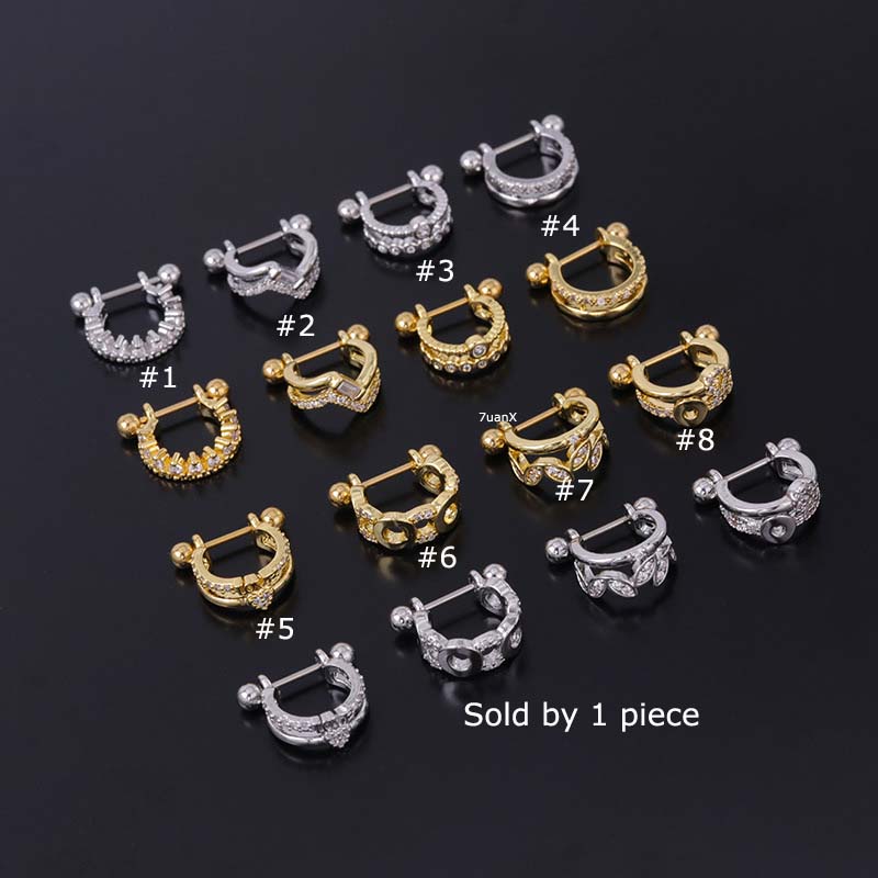 1 Piece C Shape Stainless Steel Straight Barbell 8 Mm Lobe Helix Piercing Tragus Earrings 20 Gauge