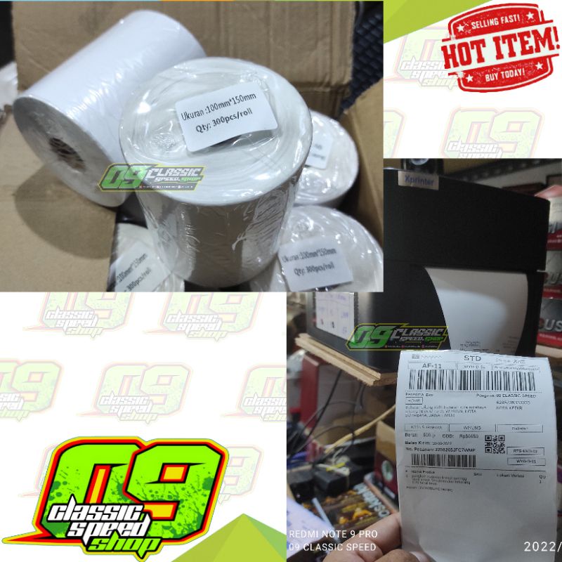 

kertas thermal label sticker stiker Print Thermal Resi 300 pcs & 500 pcs / lembar uk 100x150 mm tidak mudah pudar good quality
