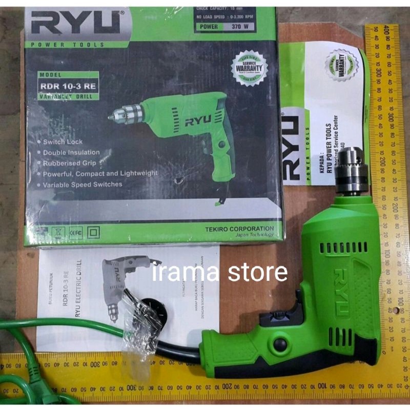 RYU Mesin Bor 10mm Bolak Balik / Drill 10mm RDR10-3RE / Variable speed