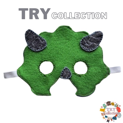 [TRY COLLECTION] Topeng Mask Desain Hewan Dinosaurus Bahan Kain Flanel SKU : TM-DNS
