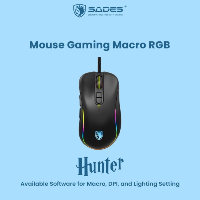 Mouse Gaming Macro RGB Sades Hunter S9