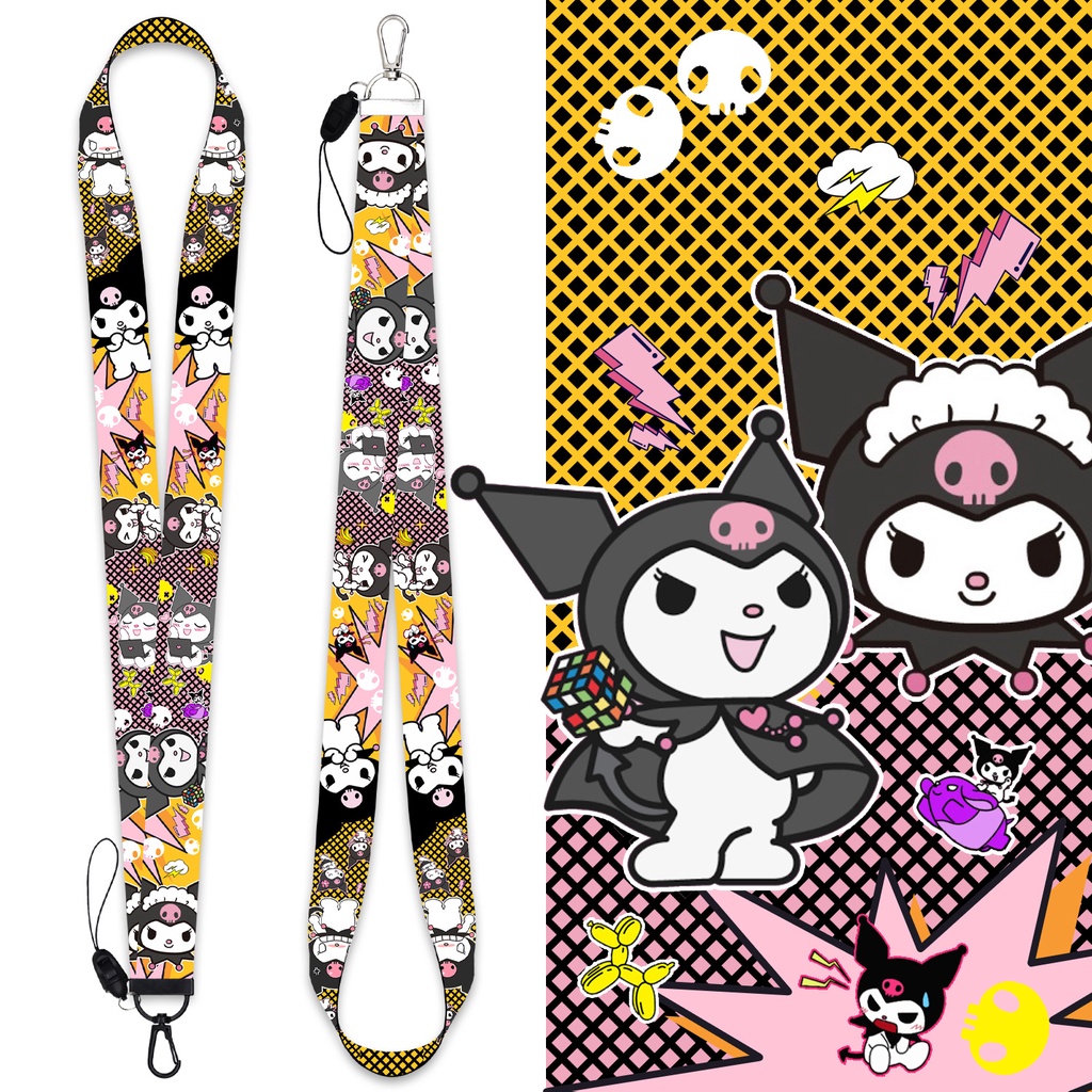 Kuromi kuromi Tali lanyard Panjang Motif Kartun Untuk Gantungan Kunci / Handphone