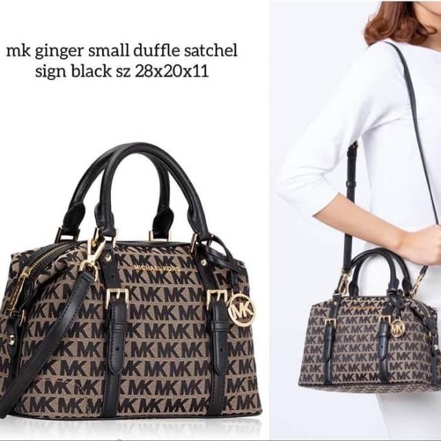 Tas MK Original - Michael Kors Ginger Small Duffle Satchel Signature Black