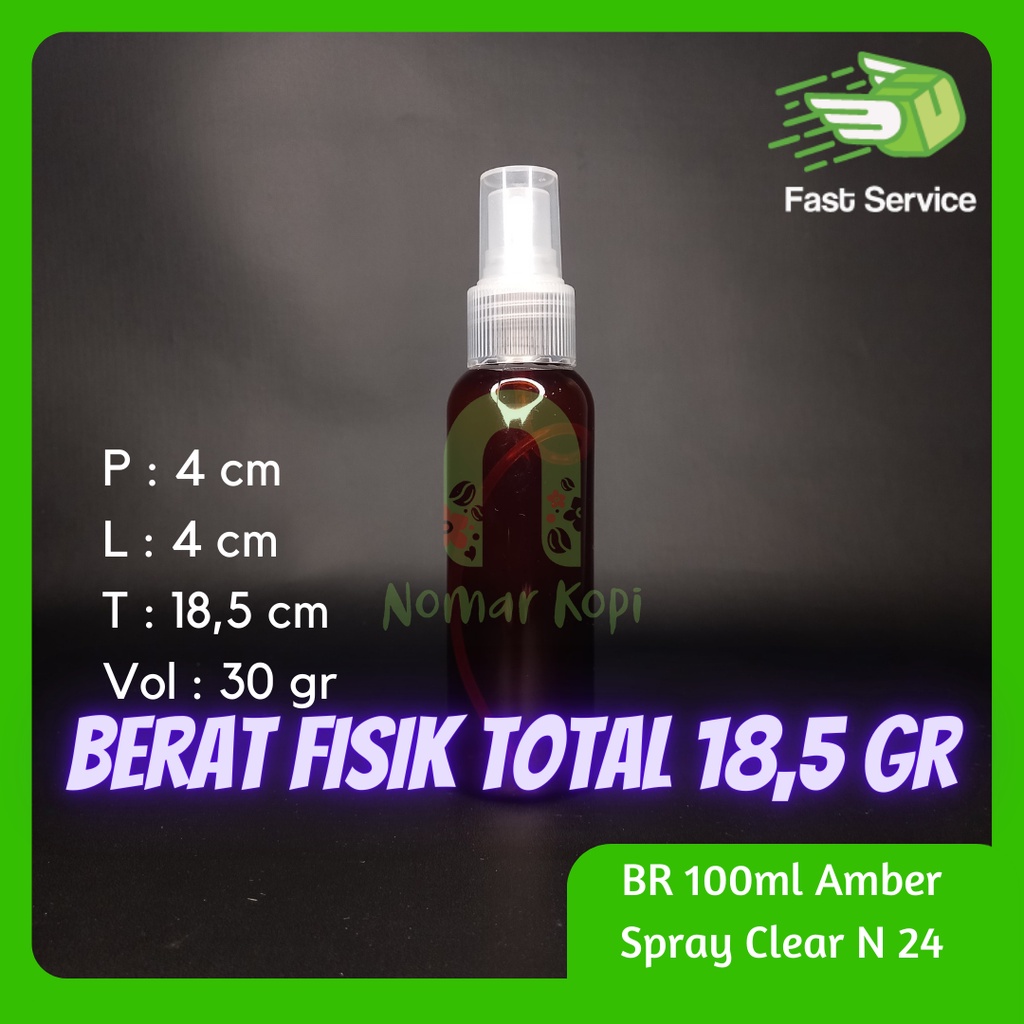Botol 100ml BR Amber Spray PET Tebal Santizer Grosir