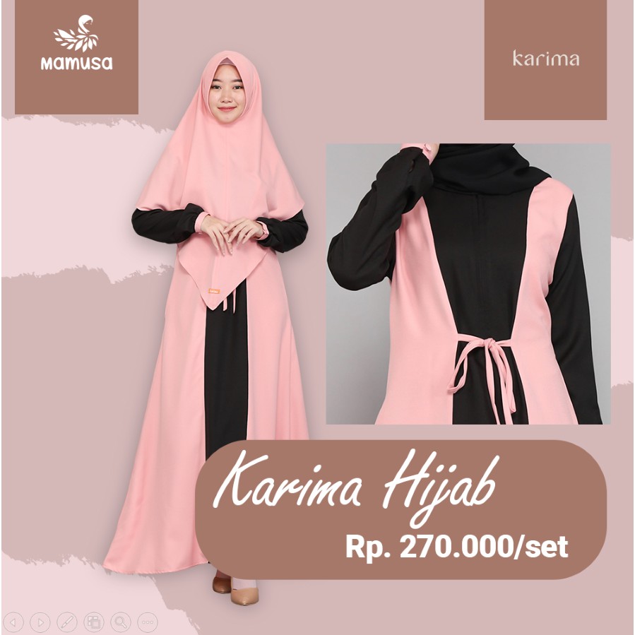 Karima Hijab - Gamis Yasmin Set Pink-Hitam