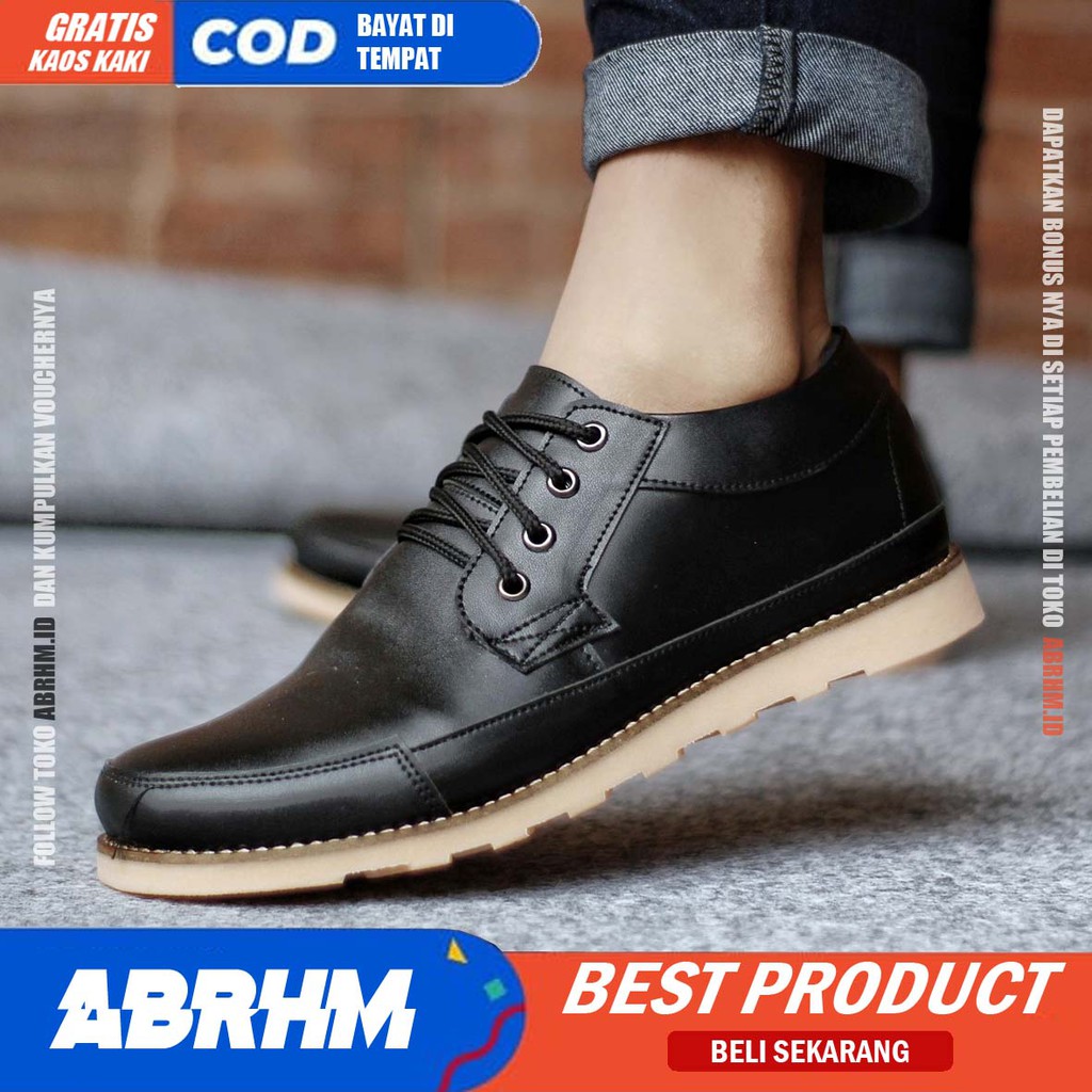 ABRHM- JOE Sepatu Pantofel Formal Casual Nikah Hitam Pria Kulit Pu Kerja Kantor