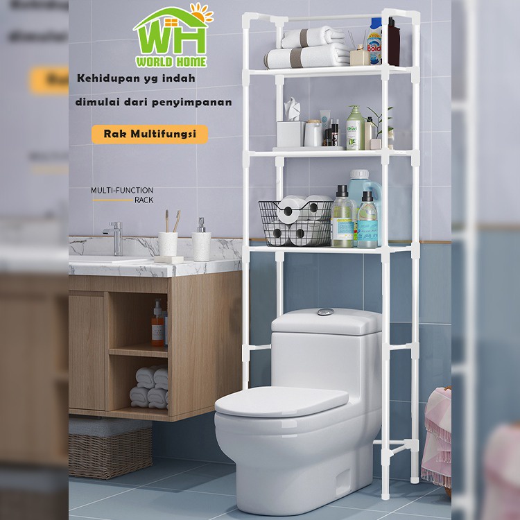 Rak Kamar Mandi Toilet Portable Organizer Tempat Tissue Sabun Kloset Serbaguna Standing Worldhome66