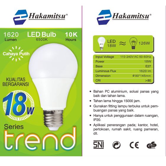 Lampu Hakamitsu Trend 5w 7w 9w 12w 15w 18w / Lampu Led Bulb / Lampu Putih / LED ABulb Lampu MURAH GROSIR