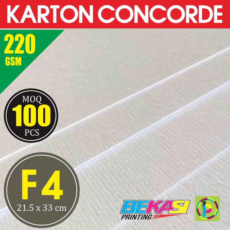 

Kertas Karton Carton Concorde 220 GSM Ukuran F4 21.5x33 cm isi 100 Lbr