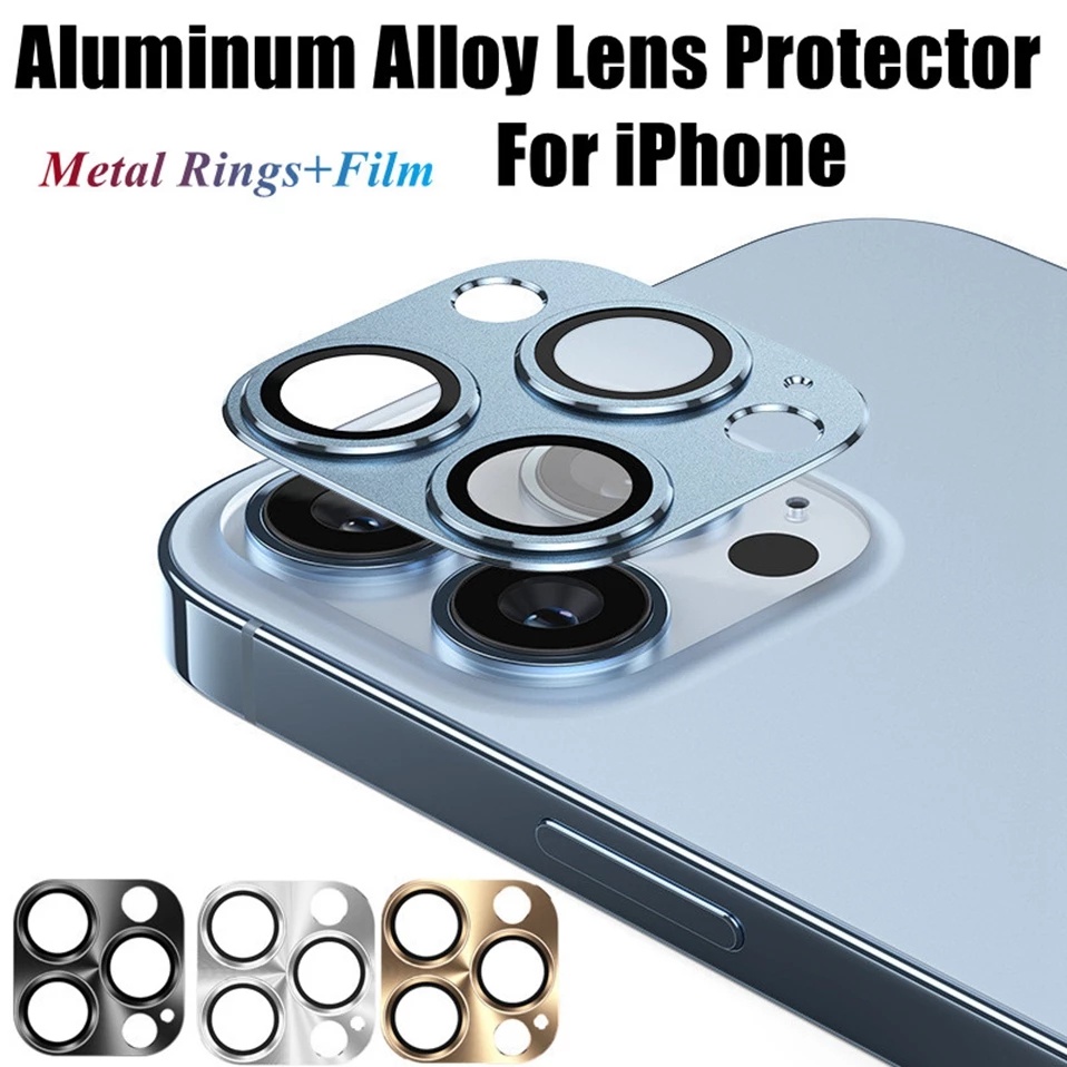 Tempered Glass Pelindung Lensa Kamera Bahan Aluminum Alloy Untuk iPhone 13 / 13mini / 13Pro / Max