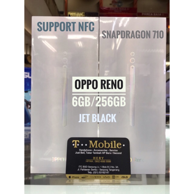 OPPO RENO 6GB+256GB Jet Black, Support NFC, Snapdragon 710, VOOC Flash Charge, Garansi Resmi OPPO