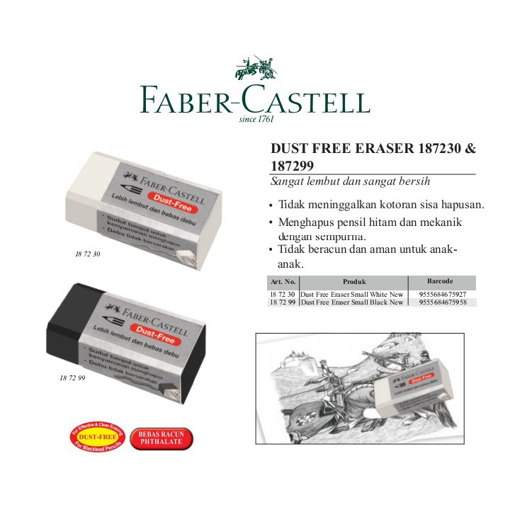 

Faber-Castell Eraser Small White/ Black ORIGINAL isi 40pc