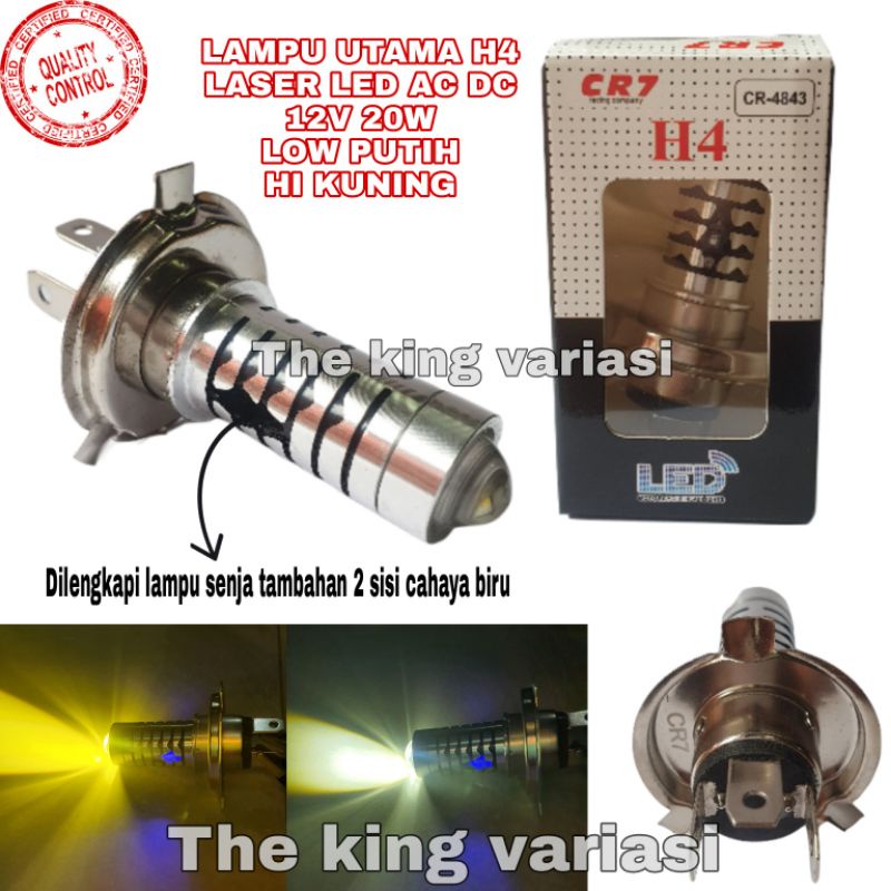 LED DEPAN MOTOR/LAMPU UTAMA MOTOR LED LASER H4 3 KAKI AC DC 12V 20W/LAMPU DEPAN MOTOR LED H4 LASER 2