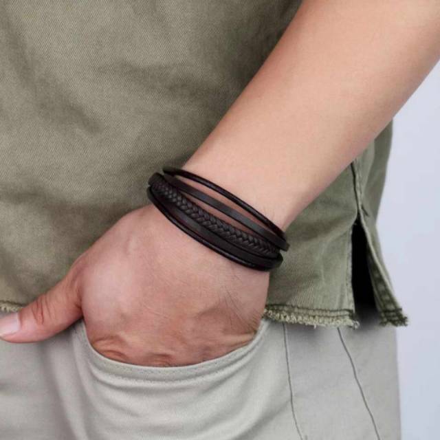 Gelang kulit pria keren original