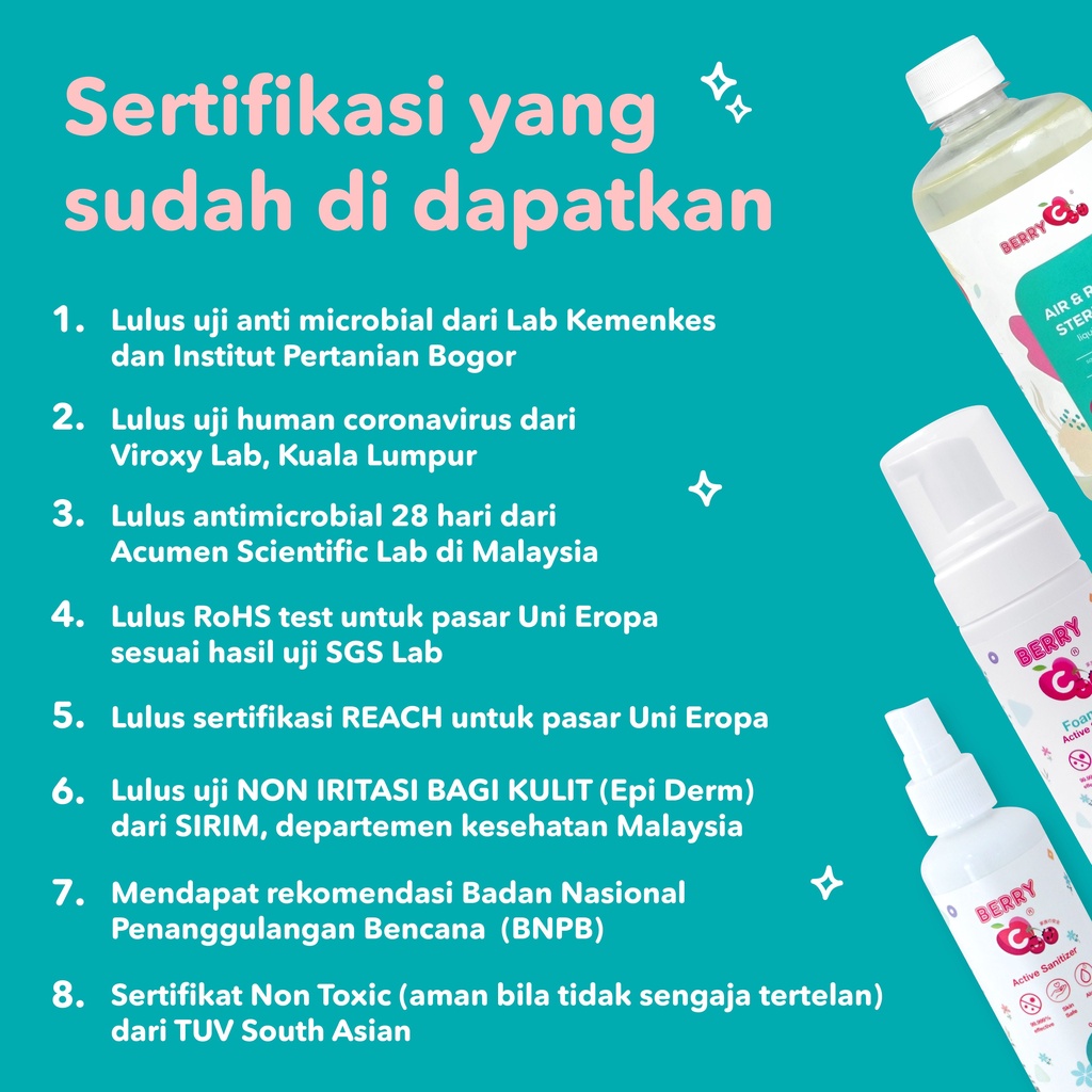 BerryC Berry C Refill 200ml Active Food Grade Hand Sanitizer Non alcohol tahan 28 Hari