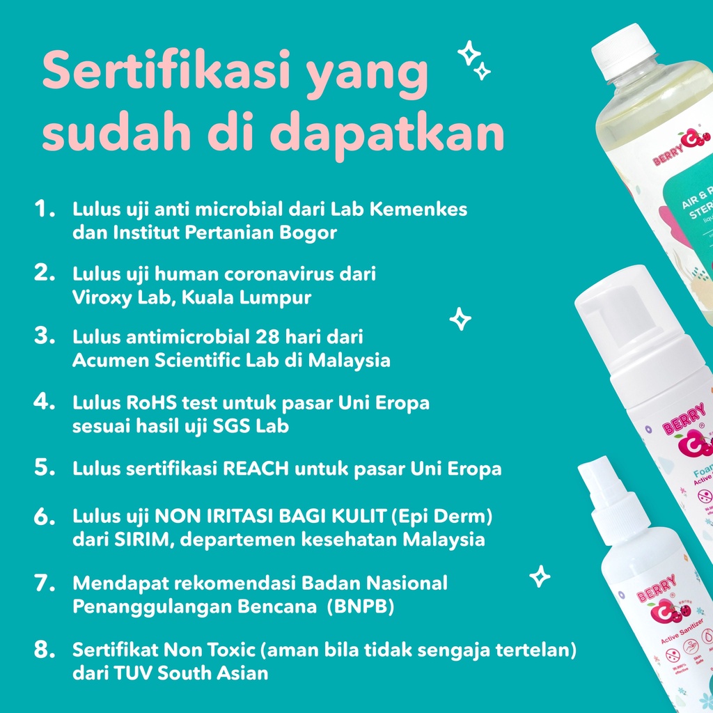 BerryC Berry C 100 ml Active Hand Sanitizer Non alcohol tahan 28 Hari