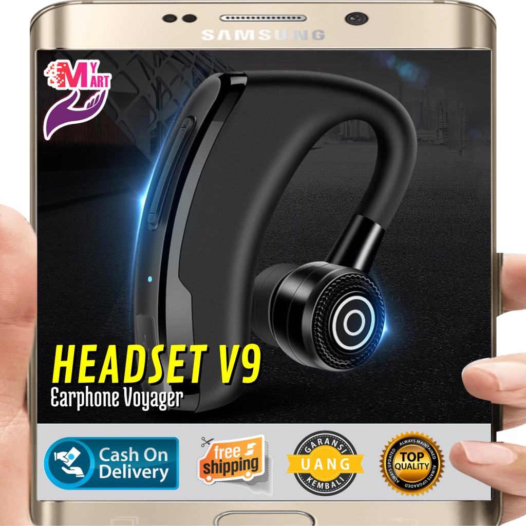 Headset Bluetooth Voyager V9 - Wireless Earphone Mic Control Hands Free V9