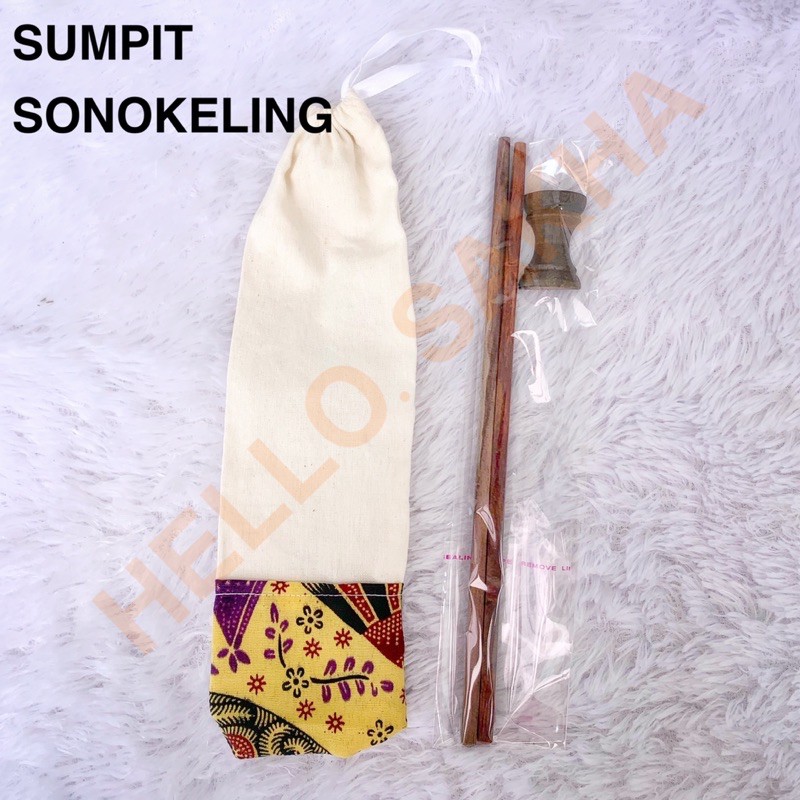 SENDOK GARPU SUMPIT KAYU JATI &amp; SONOKELING + POUCH BELACU BATIK / JATINYA FINISHING BEESWAX + ZAITUN