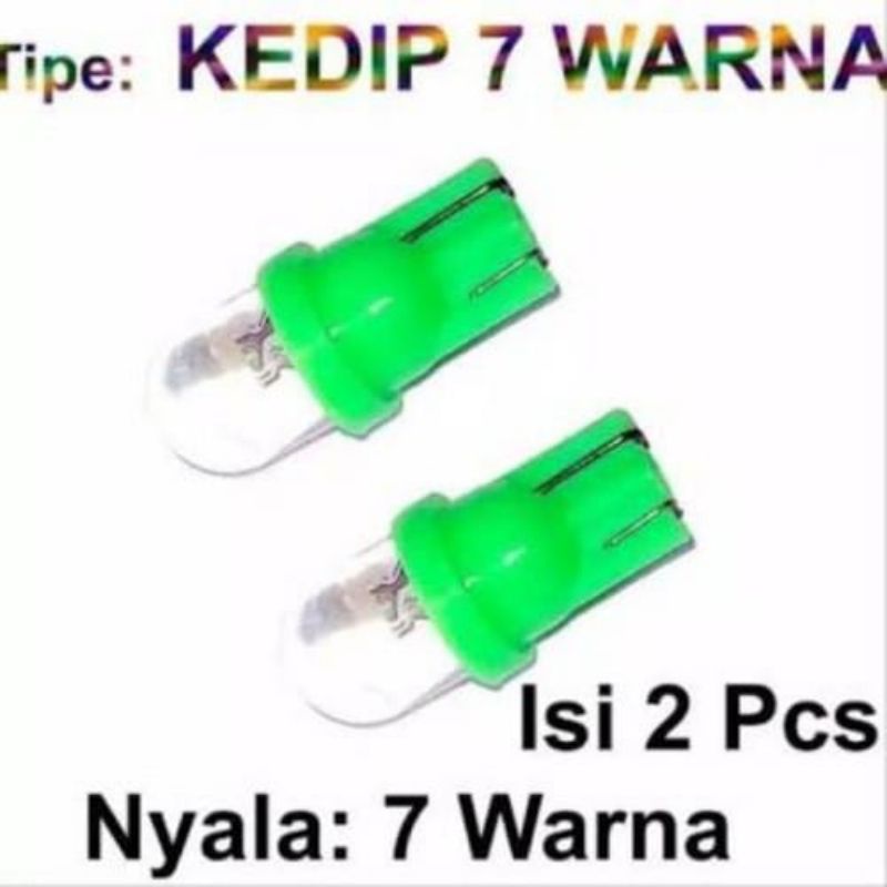 Lampu LED Sen colok T10 7 Multi Warna RGB Kedip Flashing Motor Sen