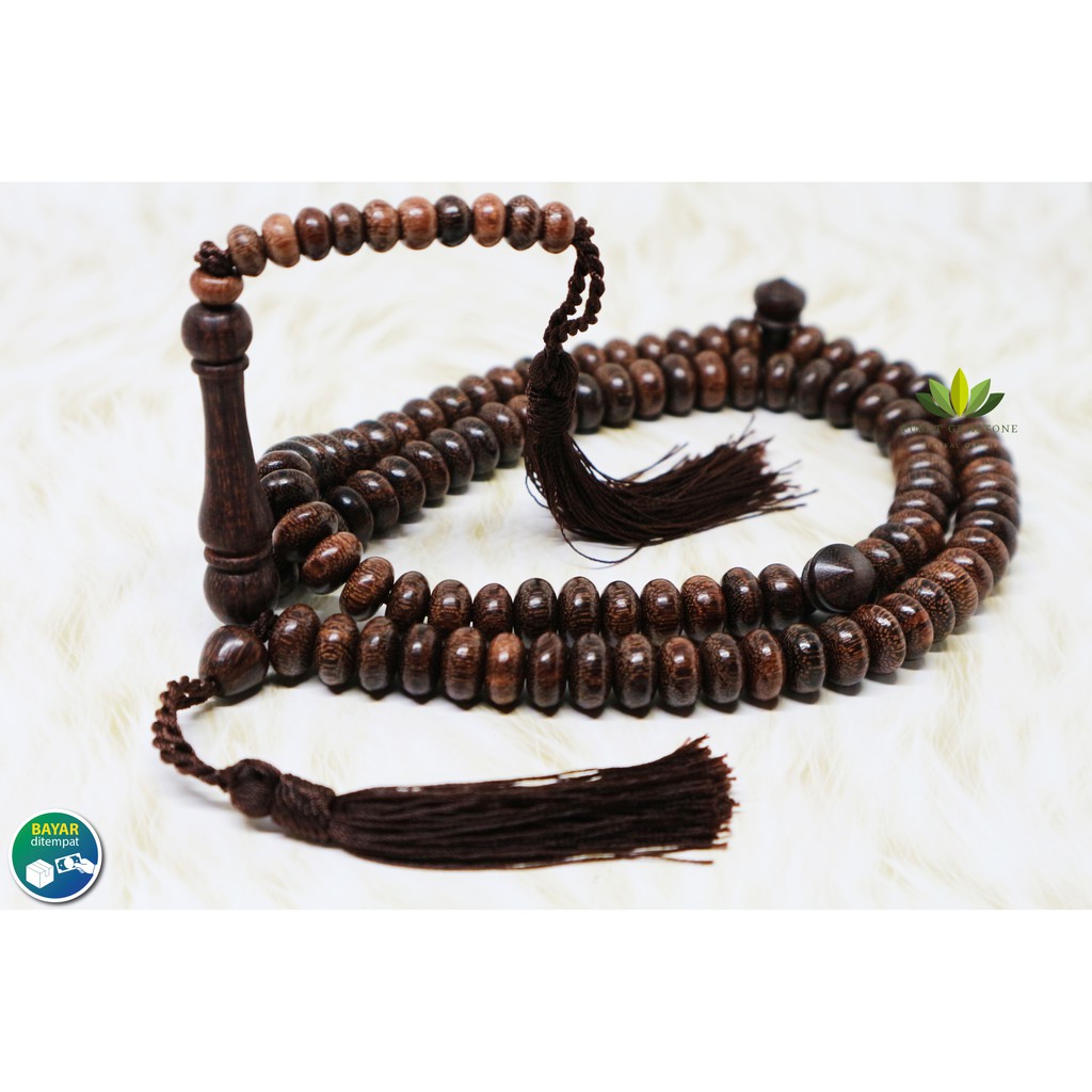 Tasbih Kayu Galih Asem Natural Asli Alam Motif Gepeng