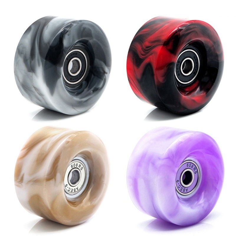 4 Pcs Roller Skate Wheels with Bearings for Double Row Skating and Skateboard 32mm x 58mm 82A,Purple