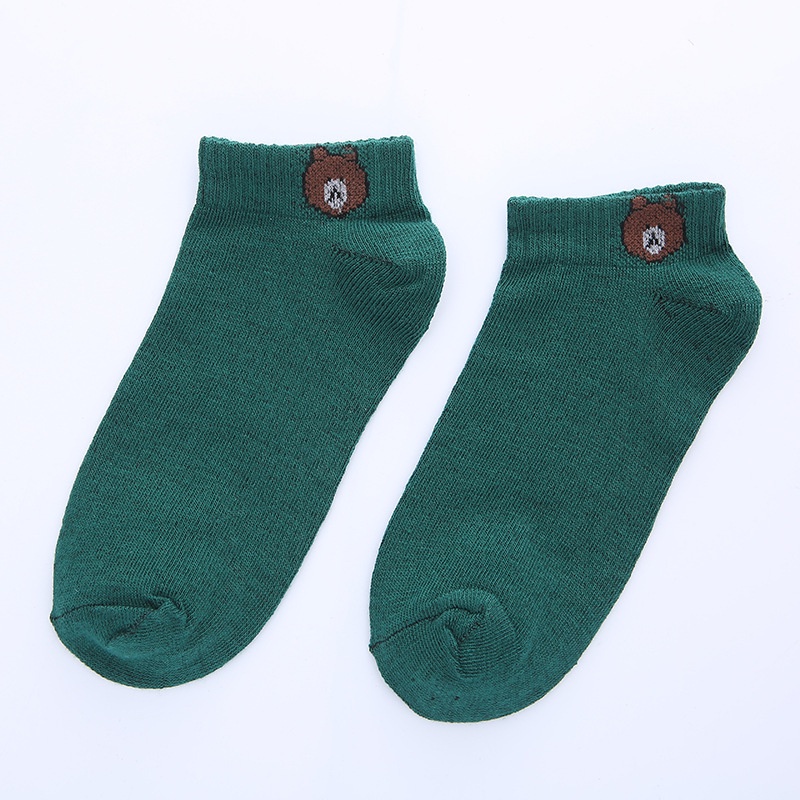 WJ0046 Kaos Kaki Cute Beruang Kaos Kaki Pendek Wanita Pria Semata Kaki-Hijau