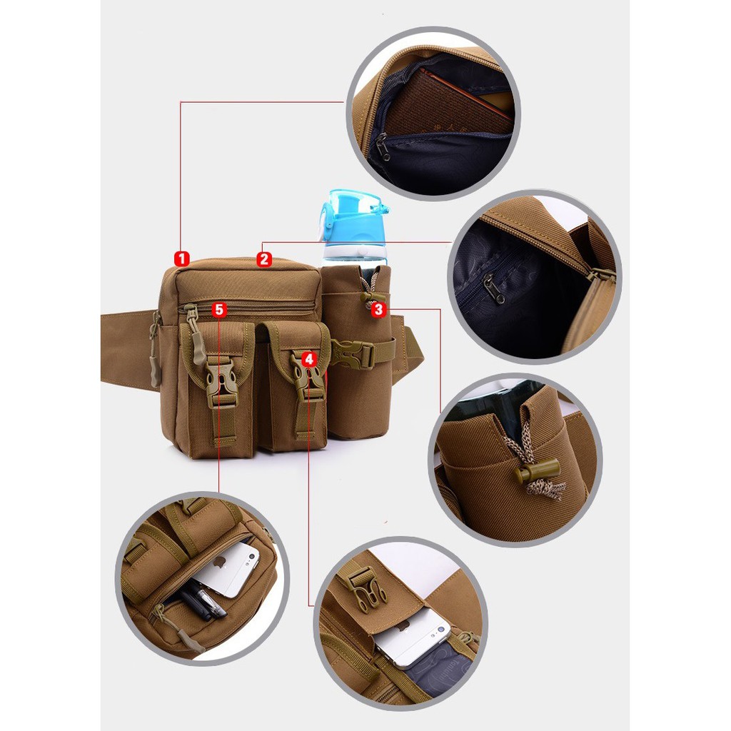 #LC Tas Pinggang Dengan Tempat Botol Minum Tactical B321