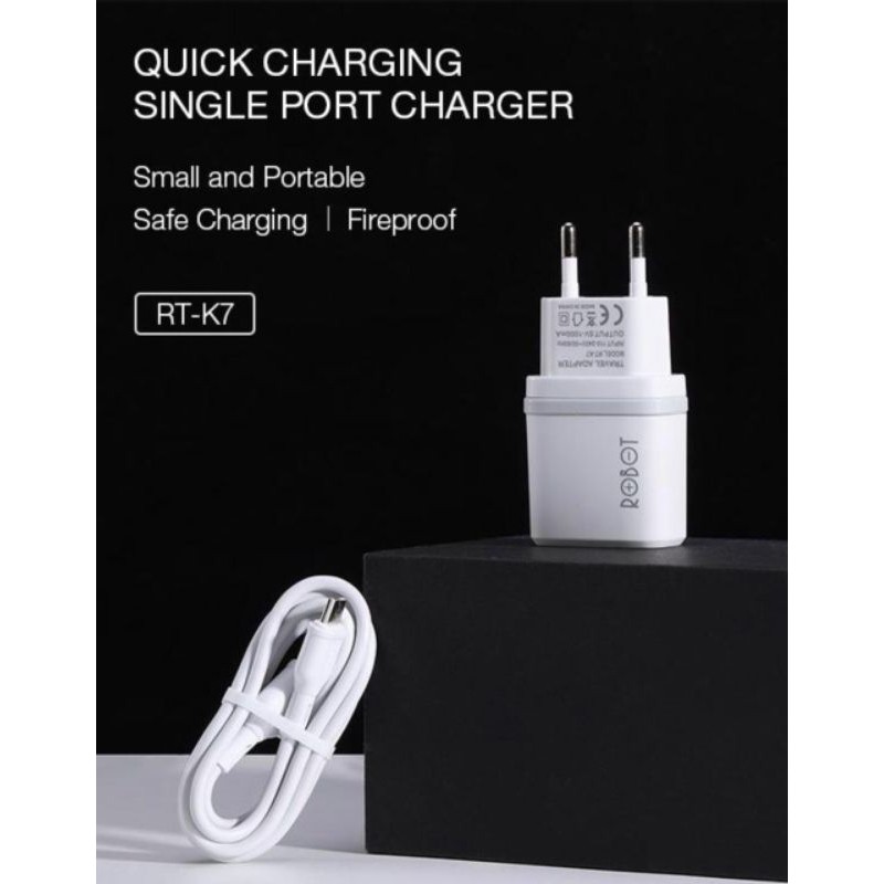 CHARGER ROBOT RT-K7 MICRO USB 5V 1A QUICK CHARGER ORIGINAL ROBOT 100%