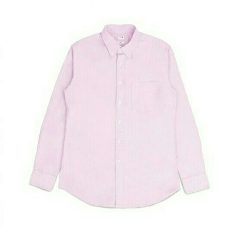 KEMEJA PRIA UNIQLO OXFORD SLIM FIT LONG SLEEVE SHIRT PINK