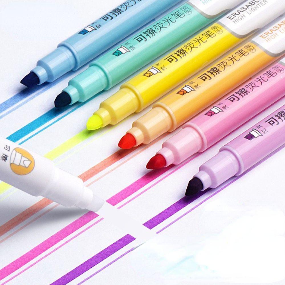 6pcs / Set Pen Graffiti Kepala Ganda Warna Permen Fluorescent Untuk Alat Tulis Pelajar / Kantor