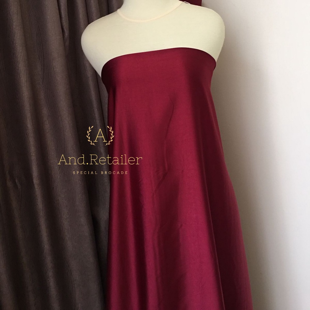 Kain Satin Maxmara Pure Silk Original warna Merah Maroon