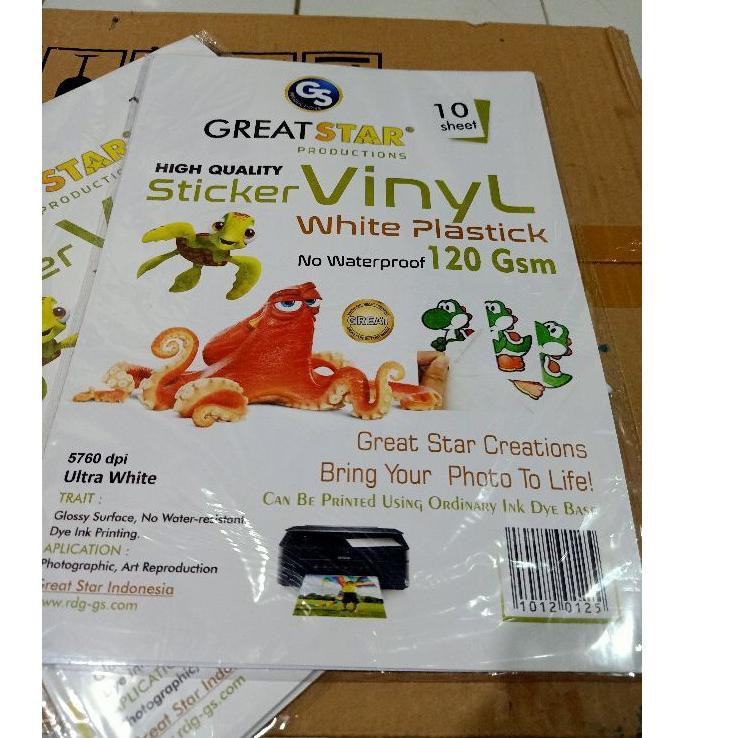 

PROMO 9.9 STICKER VINYL INKJET PLASTIK 120 gsm A4/10 lembar