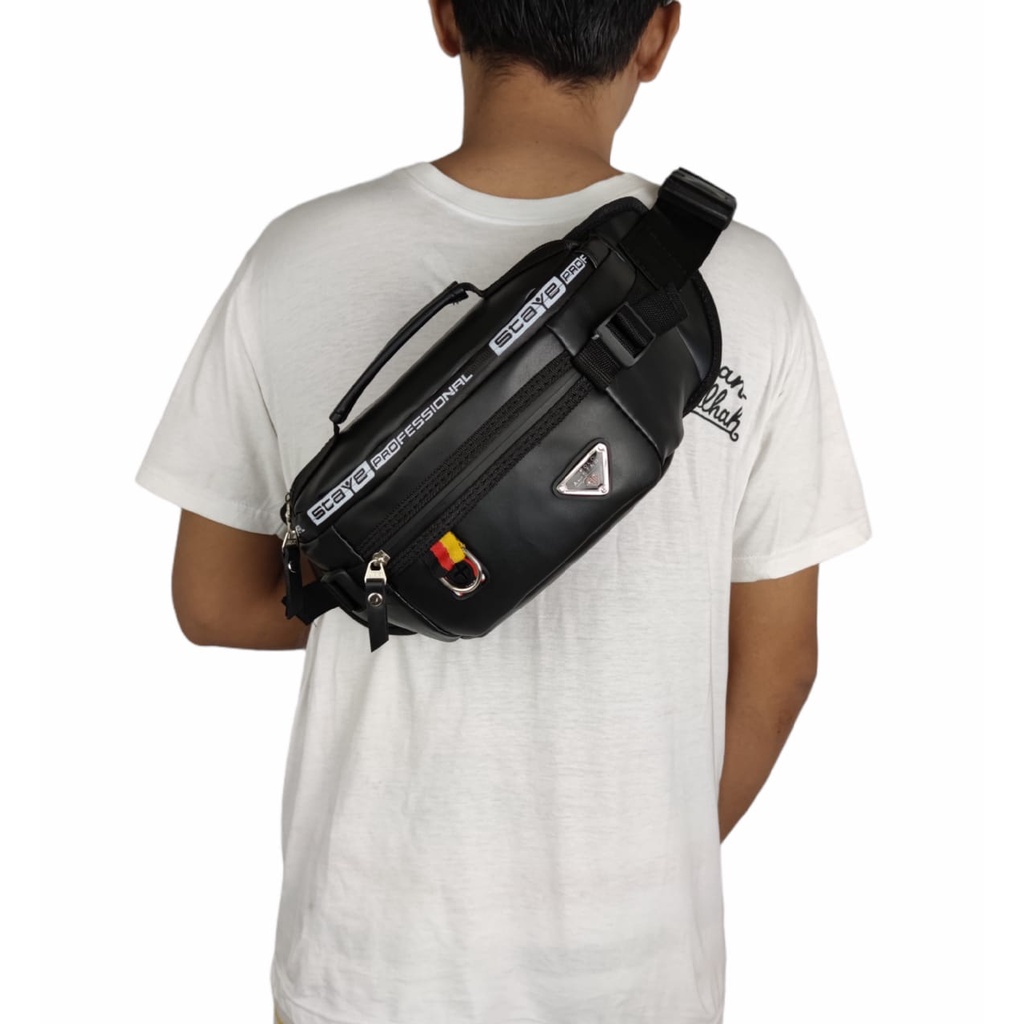 TAS PRIA ANTI AIR Waistbag Tas Pinggang Tas Selempang Pria Terbaru Original Polo Amstar Bahan Import Tebal Waterproof