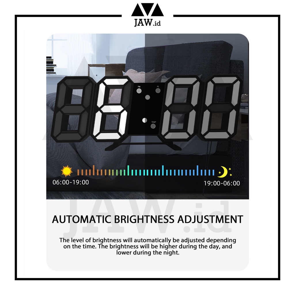 JAW.ID Jam Meja LED 3D / Jam Dinding Digital LED 3D Bentuk Angka Modern Minimalis