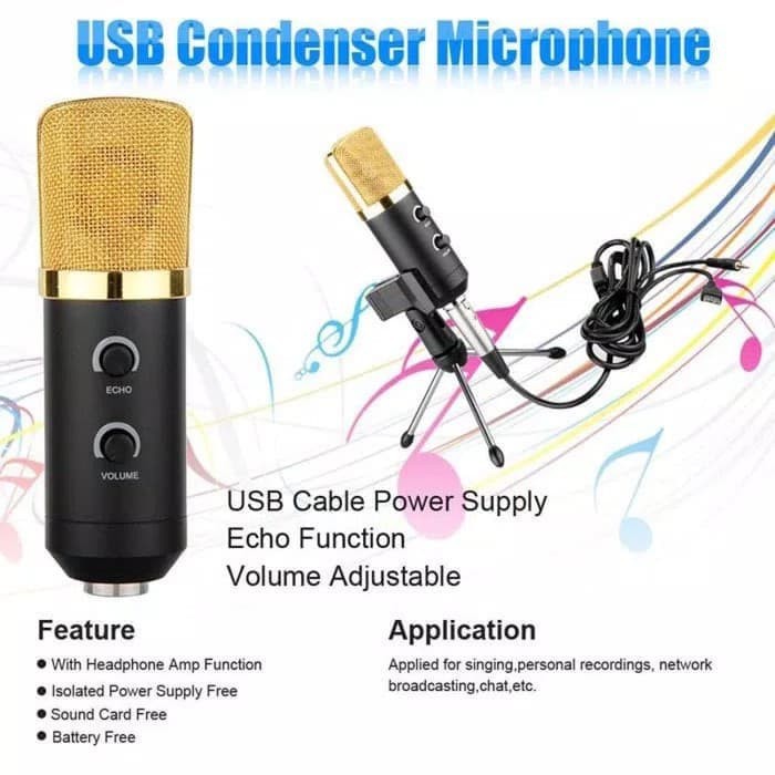 Microphone Condenser USB Konektor Mini Tripod Profesional