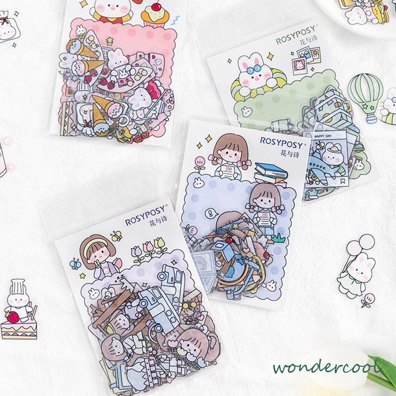Tas Stiker Seri Lucu Pola Kartun Lucu Stiker Dekoratif Tenda Tangan Pelajar-Won