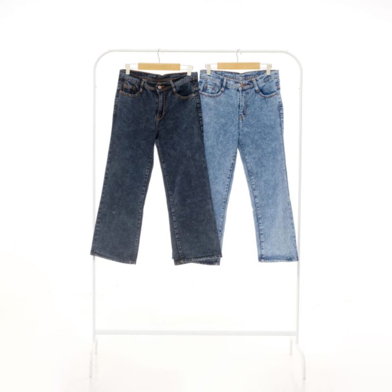 Highwaist Kulot Jeans Wanita Loose