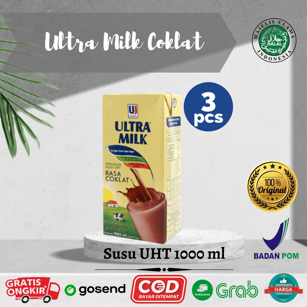 

Ultra Milk Susu UHT Cokelat 3 x 1000ml