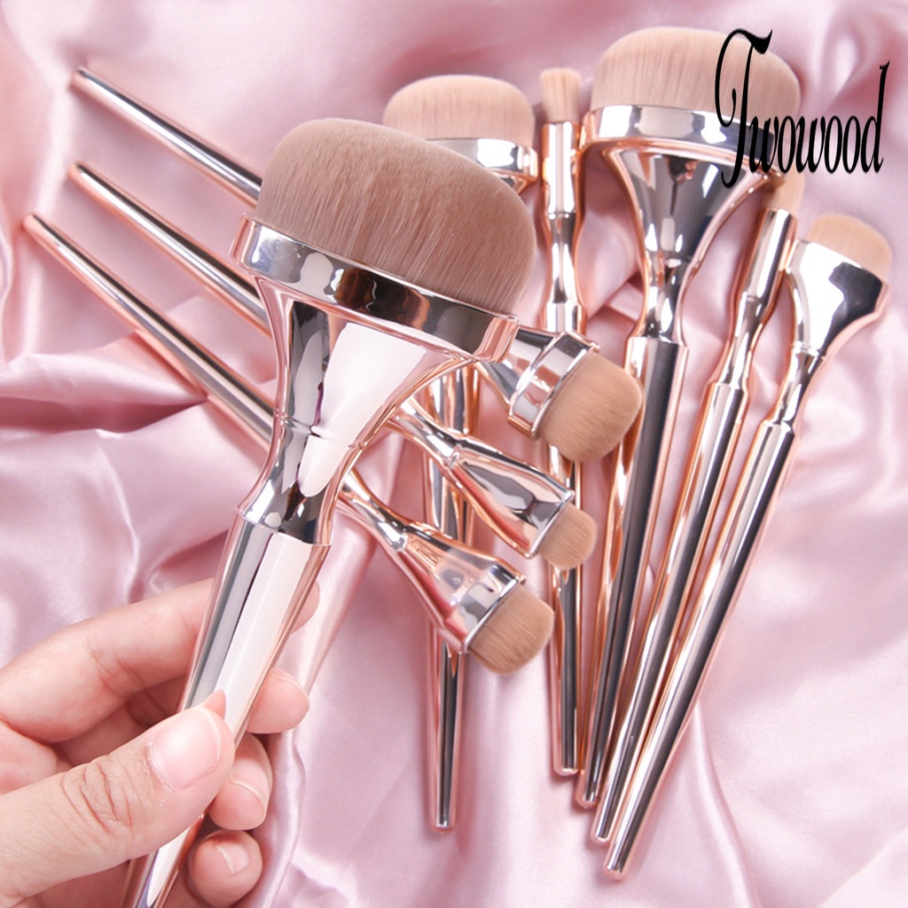 9 Pcs Brush Makeup Bahan Plastik Aneka Warna