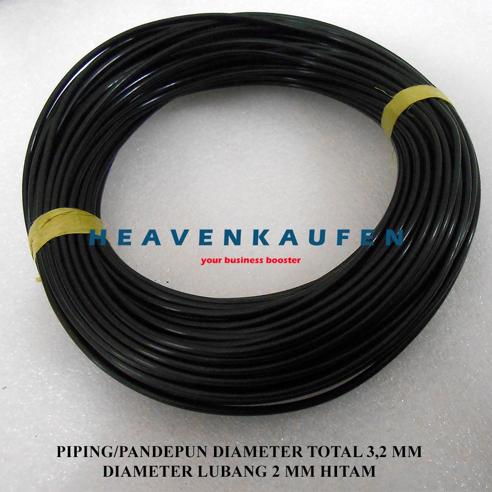 Selang Piping Pandepun List Rangka Tas Jok Kursi Dll Hitam 3,2 mm Diameter Lubang 2 mm Per Rol