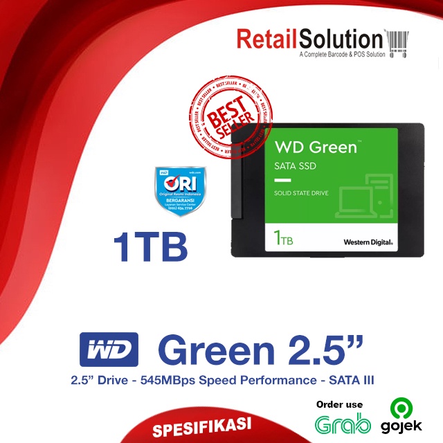 SSD PC Laptop 2.5&quot; 7mm SATA III - WD Green 1TB 1 TB Original