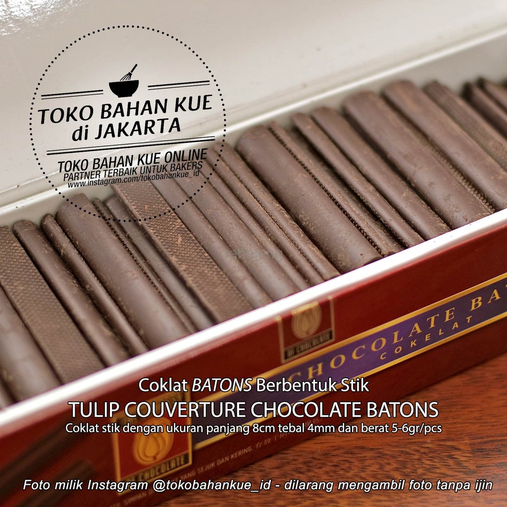 

Coklat Stik Chocolate Batons Couverture Sticks Tulip EOC 52% - 500 gr