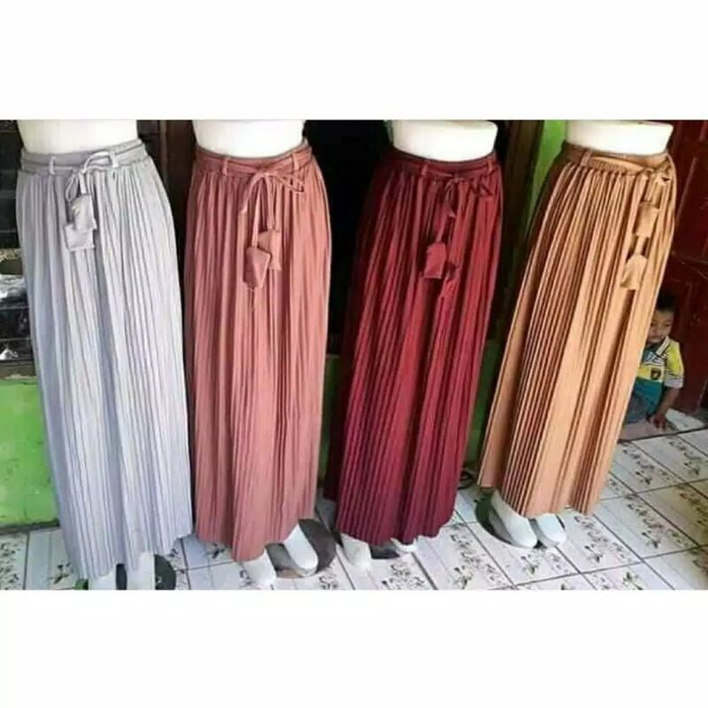 ROK PLISKET PREMIUM TALI LONCENG ROK WANITA