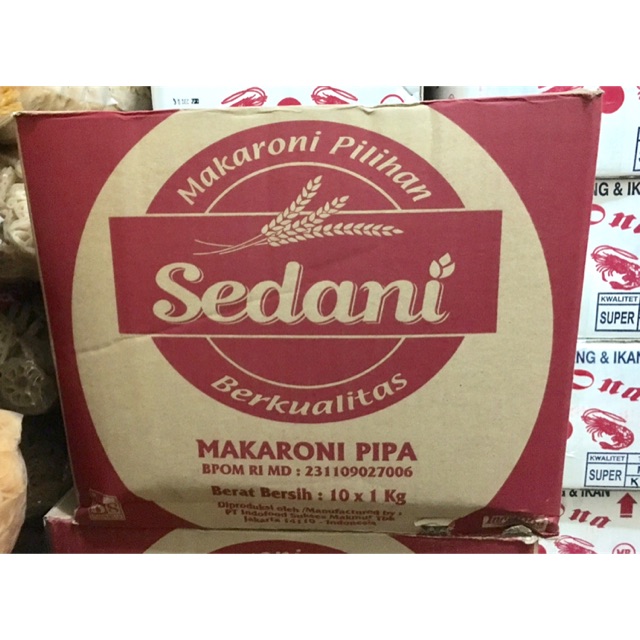 Makaroni Sedani Pipa dus 10bks x 1kg / Makaronu Sedani Spiral Karton / Macaroni Sedani / Makaroni