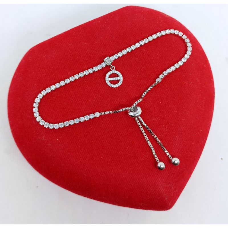 GELANG PERAK 925 ASLI LAPIS EMAS/GELANG SERUT LISTRING+GANTUNGAN BULAT MP/GELANG ASLI SILVER/GELANG FASHION WANITA