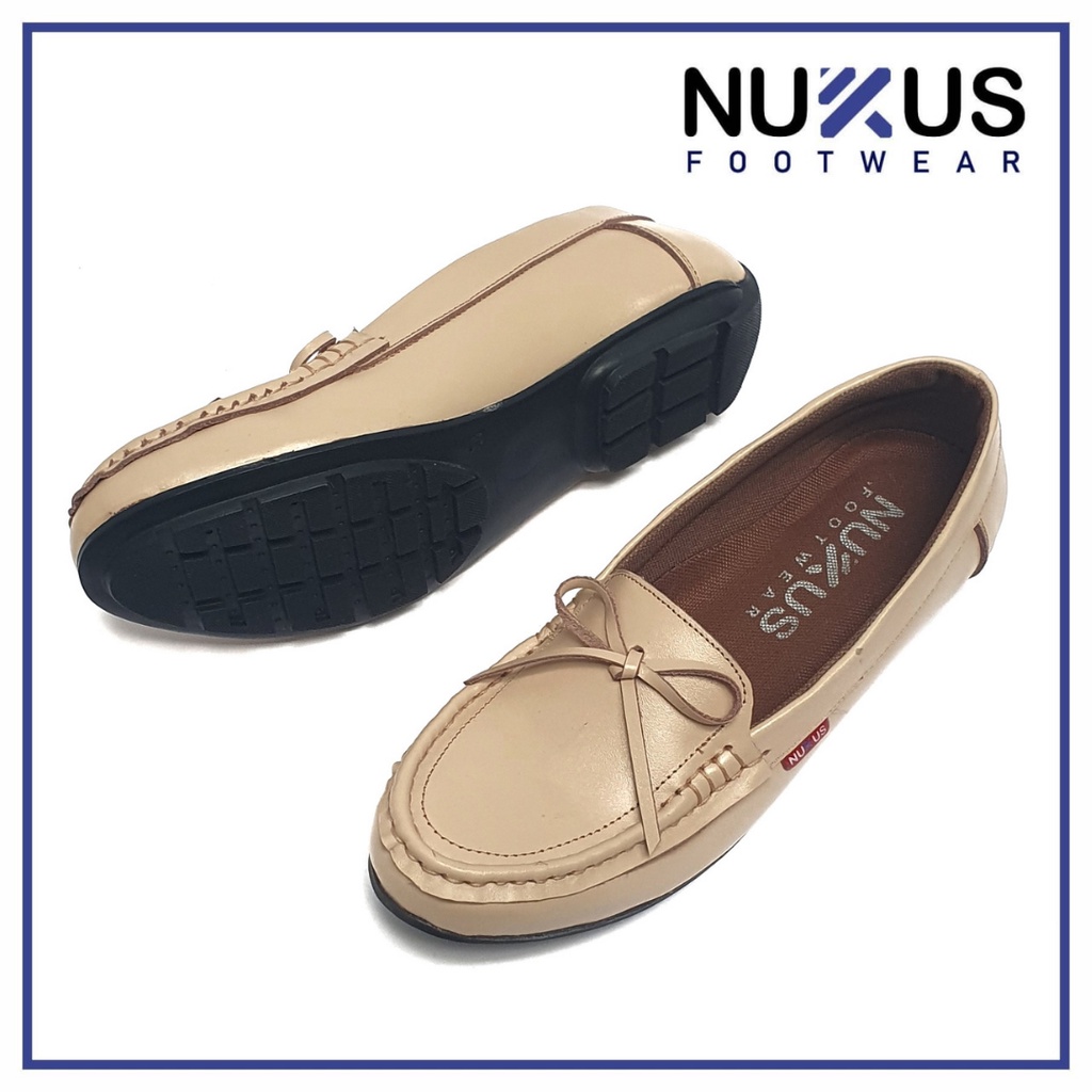 Nukus Sepatu Kerja Wanita Flat Shoes Kulit Sapi Asli Hitam Dan Coklat Tan - SPW PT