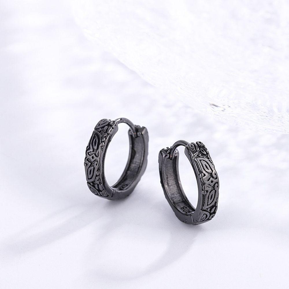 Mxbeauty Anting Hoop Perak Gaya Punk Hip Hop Lingkaran Anting Patung Binatang Mitos Gaya Cina Pria Earring