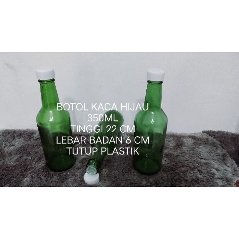 botol kaca hijau 350ml botol kaca polos 350ml tutup plastik
