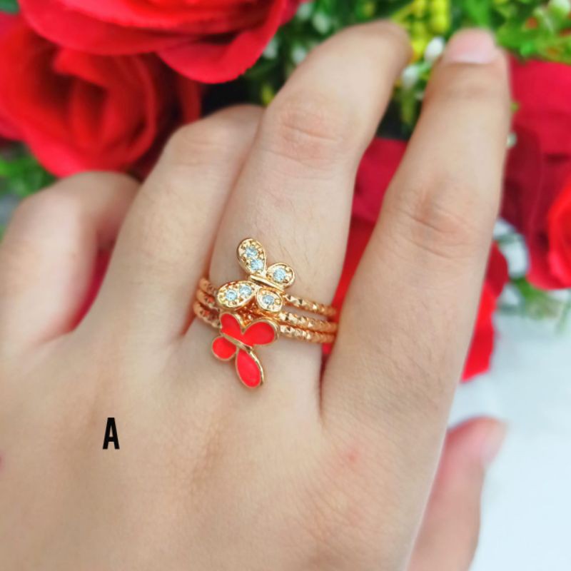 NEW!! TERBARU PERHIASAN WANITA TITANIUM CINCIN PRIA WANITA MEWAH ELEGAN LAPIS EMAS 24K MOTIF PILIHAN